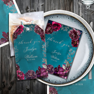 Aqua Aquamarin Merlot Jewel Tone Wedding Geschenkanhänger