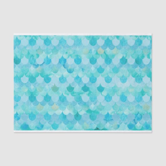 Aqua Aquamarin Mermaid Scales Fish Scales Muster Seidenpapier (Vorderseite)