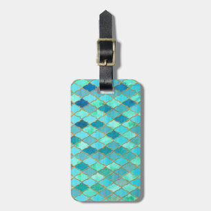 Aqua Aquamarin Mint Gold Oriental Marokkanisches F Gepäckanhänger