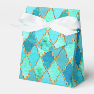 Aqua Aquamarin Mint Gold Oriental Marokkanisches F Geschenkschachtel