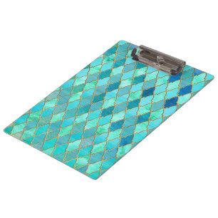 Aqua Aquamarin Mint Gold Oriental Marokkanisches F Klemmbrett