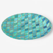Aqua Aquamarin Mint Gold Oriental Marokkanisches F Pappteller (Schrägansicht)