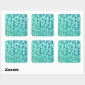 Aqua Aquamarin Mint Gold Oriental Marokkanisches F Quadratischer Aufkleber (Blatt)