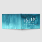 Aqua aquamarin moderne Kunst maßgeschneidertes Hoc Gästebuch (Voll)