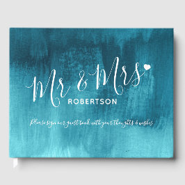 Aqua aquamarin moderne Kunst maßgeschneidertes Hoc Gästebuch