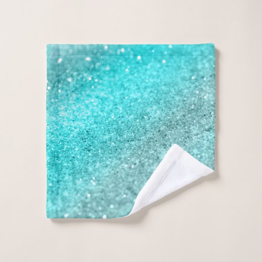 Aqua Aquamarin Ocean Glitzer #1 Badhandtuch Set (Waschlappen)
