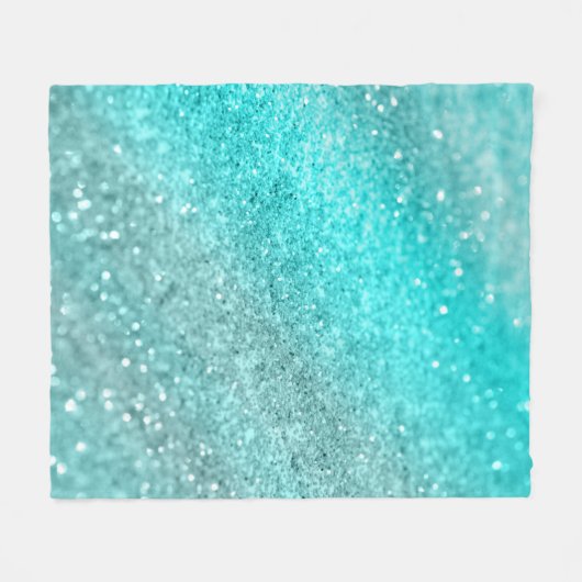 Aqua Aquamarin Ocean Glitzer #1 Fleecedecke (Vorderseite (Horizontal))