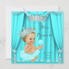 Aqua Aquamarin Princess Baby Dusche Silver Blonde Einladung