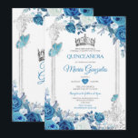 Aqua Aquamarin Quinceañera Silver Crown 15 Anos Einladung<br><div class="desc">Aqua Aquamarin Quinceañera Silver Crown mexikanische Einladung Mis Quince 15 Anos,  16.</div>