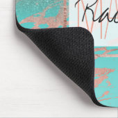 Aqua Aquamarin Rose Gold Glitzer Marble Ombre Mono Mousepad (Ecke)