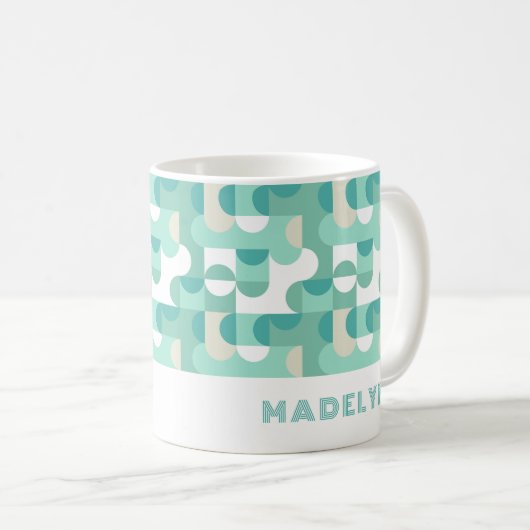 Aqua Aquamarin Seafoam Mint Green Mitte Jahrhunder Kaffeetasse (VorderseiteRechts)