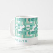 Aqua Aquamarin Seafoam Mint Green Mitte Jahrhunder Kaffeetasse (Vorderseite Links)