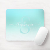 Aqua Aquamarin Shimmer Sparkle Girl Monogram Mouse Mousepad (Mit Mouse)