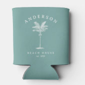 Aqua Aquamarin Simple Palm Tree Beach House Dosenkühler (Rückseite)