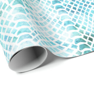 Aqua Aquamarin Snake Print Geschenkpapier