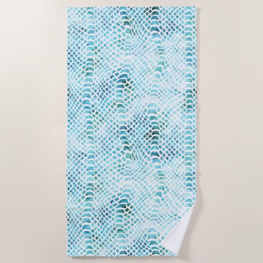 Aqua Aquamarin Snake Print Strandtuch (Vorderseite)