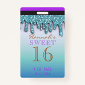 Aqua Aquamarin Sparkle Drippy Tropfen 16 . Geburts Ausweis (Vorderseite)