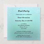 Aqua Aquamarin Sparkling Pool Party Einladung (Vorderseite)