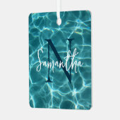 Aqua Aquamarin Swimming Pool Foto Mit Monogramm Ornament Aus Metall (Vorderseite links)