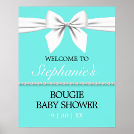 Aqua Aquamarin Tiffany Baby Dusche Begrüßungszeich Poster