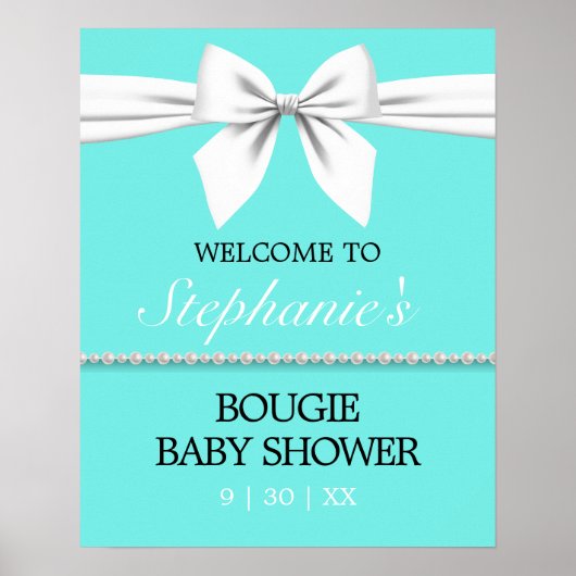 Aqua Aquamarin Tiffany Baby Dusche Begrüßungszeich Poster (Vorne)