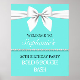 Aqua Aquamarin Tiffany Geburtstagsparty Begrüßung Poster