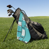 Aqua Aquamarin Türkis Black Off White Pattern Them Golfhandtuch (Gras)