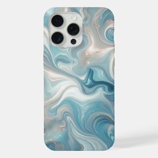 Aqua Aquamarin Türkis Blau Weißer Silbermarmor iPhone Hülle (Rückseite)