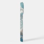 Aqua Aquamarin Türkis Blau Weißer Silbermarmor iPhone Hülle (Rechte Seite)