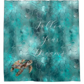 Aqua Aquamarin Türkis Glam Duschvorhang (Vorderseite)