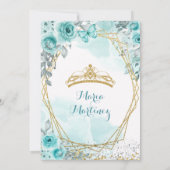 Aqua Aquamarin Turquoise2 Rose & Butterfly Mis Qui Einladung (Rückseite)