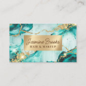 Aqua Aquamarin und Gold Moderner Glitzer Visitenkarte (Vorderseite)