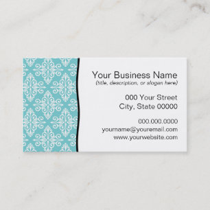 Aqua Aquamarin und White Damask Visitenkarte