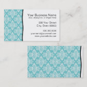 Aqua Aquamarin und White Damask Visitenkarte (Vorne/Hinten)