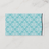 Aqua Aquamarin und White Damask Visitenkarte (Rückseite)