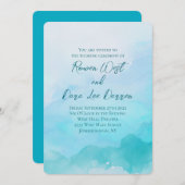 Aqua Aquamarin Watercolor Ombre Malerei Hochzeit Einladung (Vorne/Hinten)