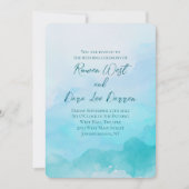 Aqua Aquamarin Watercolor Ombre Malerei Hochzeit Einladung (Vorderseite)