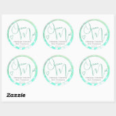 Aqua Aquamarin White Modern Calligraphy Script Hea Runder Aufkleber (Blatt)