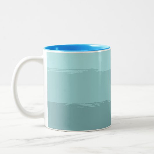 Aqua Aquamarine Abstrakte Streifen Zweifarbige Tasse (Links)