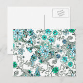 Aqua aquamarine Aquarell Hand bemalte Blüte Postkarte (Vorne/Hinten)
