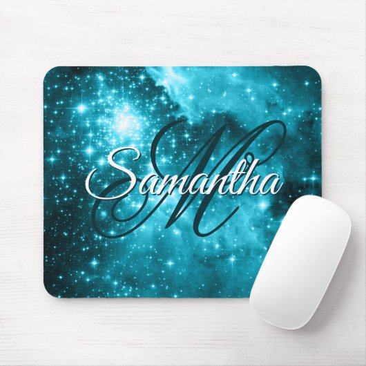 Aqua Aquamarine Funkelnd Sterne Celestial Extravag Mousepad (Mit Mouse)