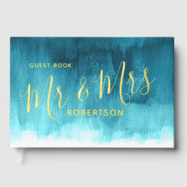 Aqua aquamarine Hochzeitskunst Gästebuch