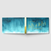 Aqua aquamarine Hochzeitskunst Gästebuch (Voll)