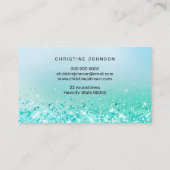 Aqua-aquamarine Imitate, grobkörnig Glitzer Visite Visitenkarte (Rückseite)