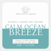 Aqua aquamarine Meeresbrise Reusch-Diffusorlabel Quadratischer Aufkleber (Vorderseite)