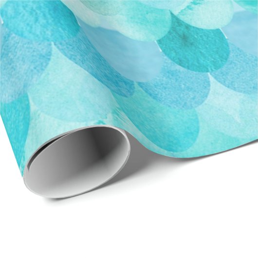 Aqua-aquamarine Meerjungfrau stuft Geschenkpapier (Rolleneckpunkt)