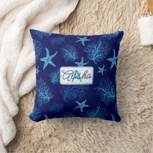 Aqua-aquamariner Name des Seesterns Kissen