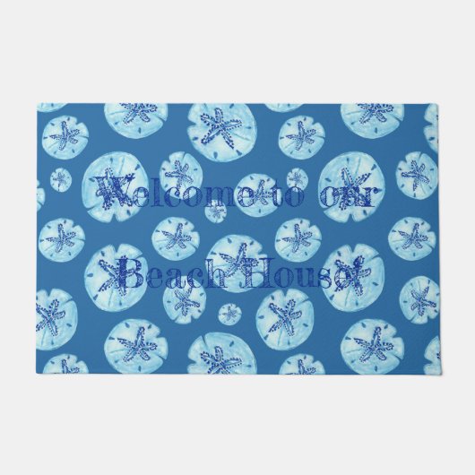 Aqua-aquamariner Sand Dollar Aquarell Fußmatte (Vorderseite)