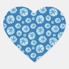Aqua-aquamariner Sand-Dollar-Aquarell Herz-Aufkleber