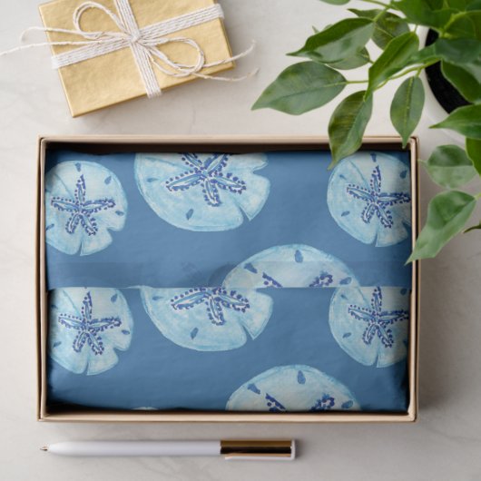 Aqua-aquamariner Sand-Dollar-Aquarell Seidenpapier (Geschenk)